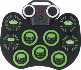 Electronic Drum Practice Set, Easy To Use Pedal Electronic Roll Up Drum for Home for Kids (Green)