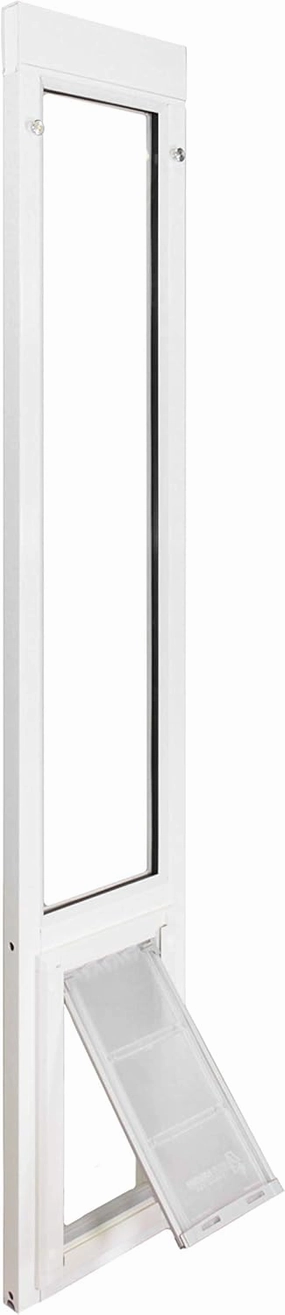 Endura Flap Pet Door for Vinyl Sliding Glass Doors | Weatherproof & Insulated Dog Door for Vinyl Sliders | Durable with Secure Locking Cover | White, Large Flap, 77.25"-80.25" Slider Height