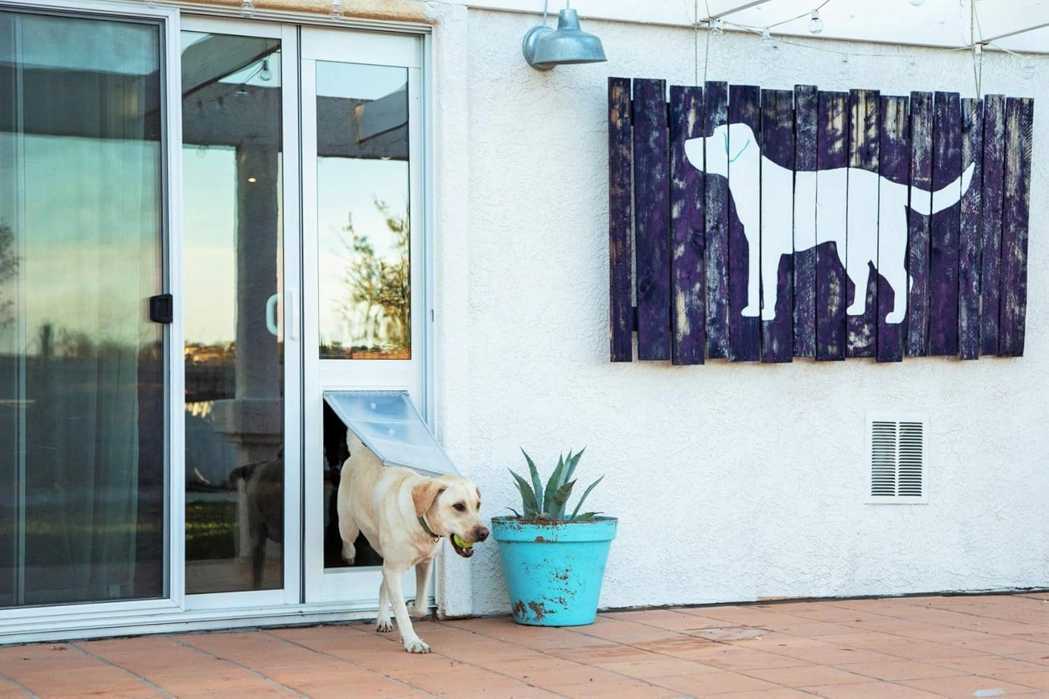 Endura Flap Pet Door for Vinyl Sliding Glass Doors | Weatherproof & Insulated Dog Door for Vinyl Sliders | Durable with Secure Locking Cover | White, Large Flap, 77.25"-80.25" Slider Height
