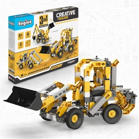 Engino: Creative Builder - 3-in-1 Wheeled Loader - Multimodel Vehicle Brick Set, Machinery Series, Snap Assembly, Engineer Construction, STEM, Kids 6 