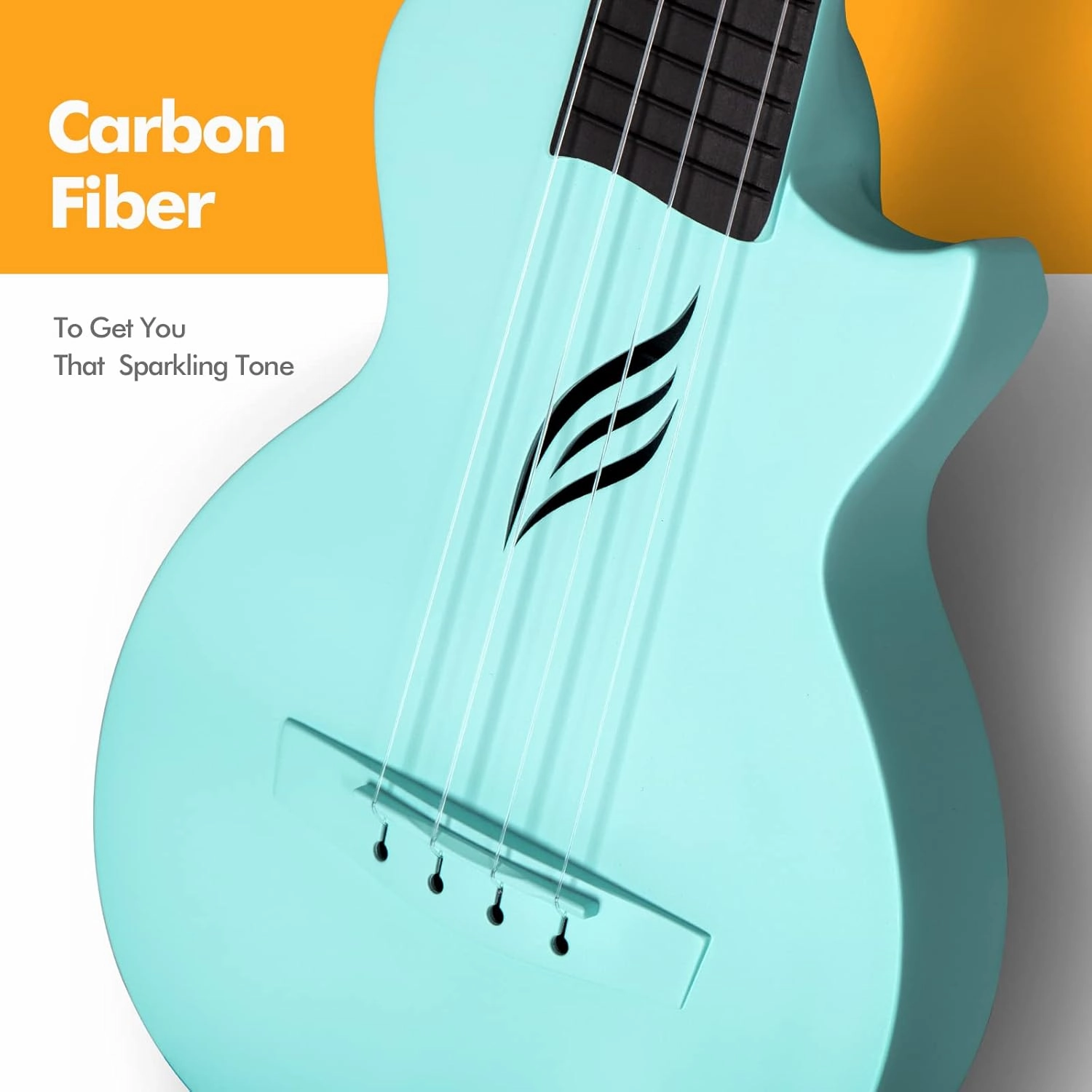 Enya Soprano Ukulele 21 Inch Carbon Fiber Cutaway Travel Ukelele for Adult with Beginner Bundle Kit Including Case, Strap, Capo and Strings（Nova U Mini Blue）