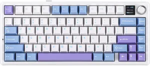 EPOMAKER X Aula F75 MAX Wireless Mechanical Keyboard with TFT Screen and Knob, Gasket Gaming Keyboard in 75% Layout, Hot Swappable, RGB Backlight, for PC/Mac/Linux (Blue&White&Purple)