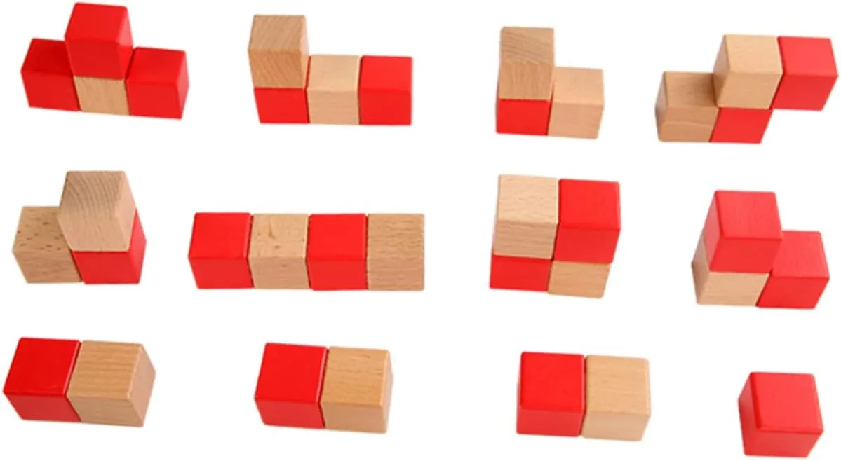 ERINGOGO 1 Set Double Color Blocks Educational Shapes Colored Square Blocks Educational Cube Funny Blocks Two-Color Blocks Geometric Blocks Wood