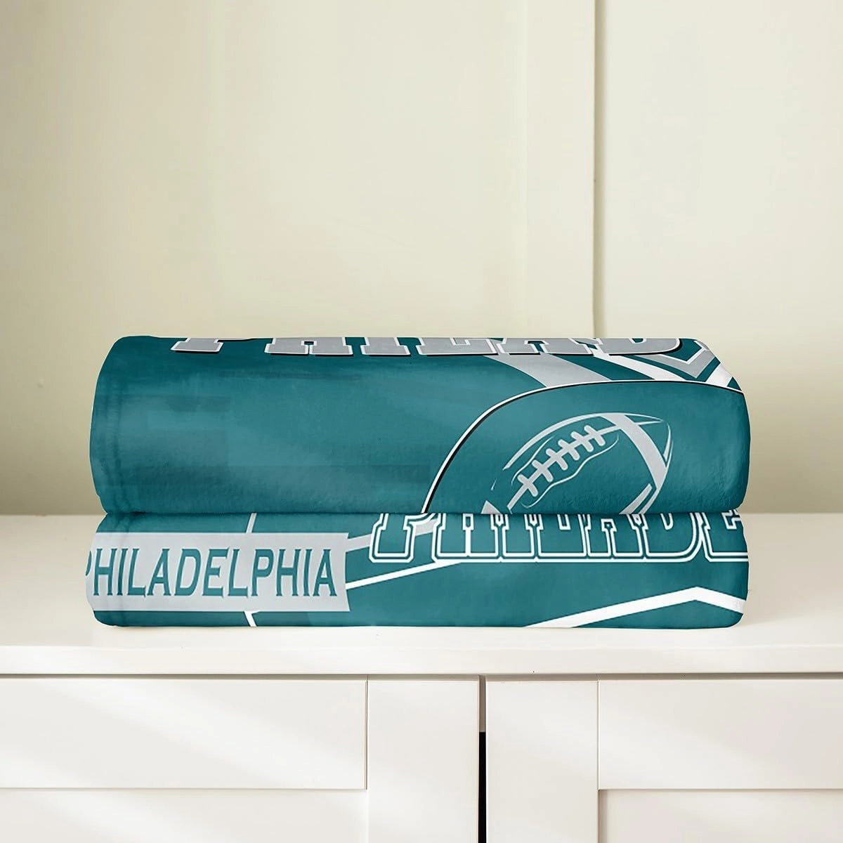 Erosebridal Football Throw Blanket Twin 60x80 inch,Rugby Fleece Blanket for Football Fan,Football City Bed Blanket,Sports Flannel Blanket for Living Room(Philadelphia)