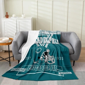 Erosebridal Football Throw Blanket Twin 60x80 inch,Rugby Fleece Blanket for Football Fan,Football City Bed Blanket,Sports Flannel Blanket for Living Room(Philadelphia)