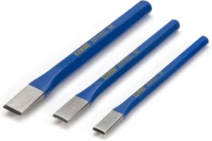 Estwing 3-Piece Hex Shaft Cold Chisel Set, 3/4, 5/8, and 5/16-Inch Chisels, Durable High Carbon Steel (42519)