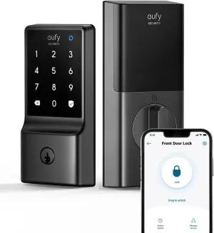 eufy Security Smart Lock C210, Keyless Entry Door Lock, Built-in WiFi Deadbolt, Smart Door Lock, No Bridge Required, Easy Installation, Touchscreen Keypad, App Remote Control, 4 AA Batteries Included