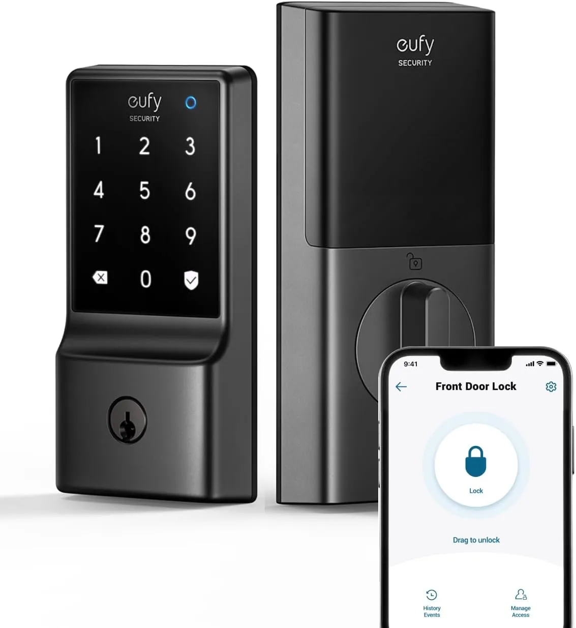 eufy Security Smart Lock C210, Keyless Entry Door Lock, Built-in WiFi Deadbolt, Smart Door Lock, No Bridge Required, Easy Installation, Touchscreen Keypad, App Remote Control, 4 AA Batteries Included