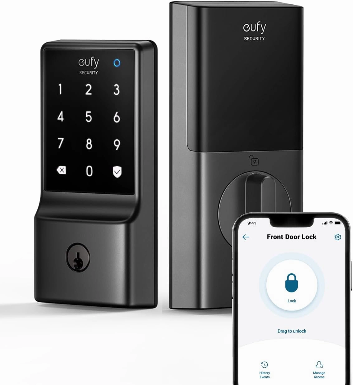 eufy Security Smart Lock C210, Keyless Entry Door Lock, Built-in WiFi Deadbolt, Smart Door Lock, No Bridge Required, Easy Installation, Touchscreen Keypad, App Remote Control, 4 AA Batteries Included