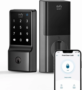 eufy Security Smart Lock C210, Keyless Entry Door Lock, Built-in WiFi Deadbolt, Smart Door Lock, No Bridge Required, Easy Installation, Touchscreen Keypad, App Remote Control, 4 AA Batteries Included