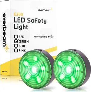 Everbeam E200 LED Bicycle Lights Front and Rear Rechargeable | Powerful Waterproof Safety Clip On LED Light Set are Great for Runners, Cycling, Dog Walking, Kayaking - Includes Straps for Wearing - 2 Pack