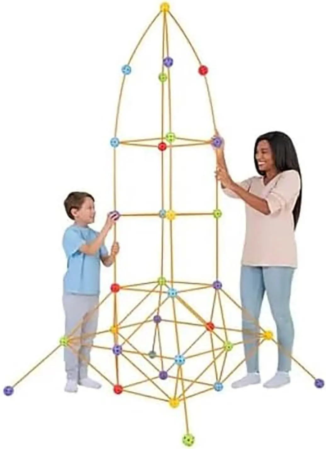 Everest Mega Kit - 108pc Rod & Ball Fort Building Set, Bonus Light Ball, Indoor-Outdoor, Create Play Tent Structures, Kids Toy, Ages 5 