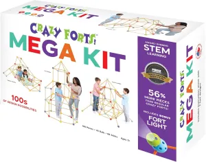 Everest Mega Kit - 108pc Rod & Ball Fort Building Set, Bonus Light Ball, Indoor-Outdoor, Create Play Tent Structures, Kids Toy, Ages 5 