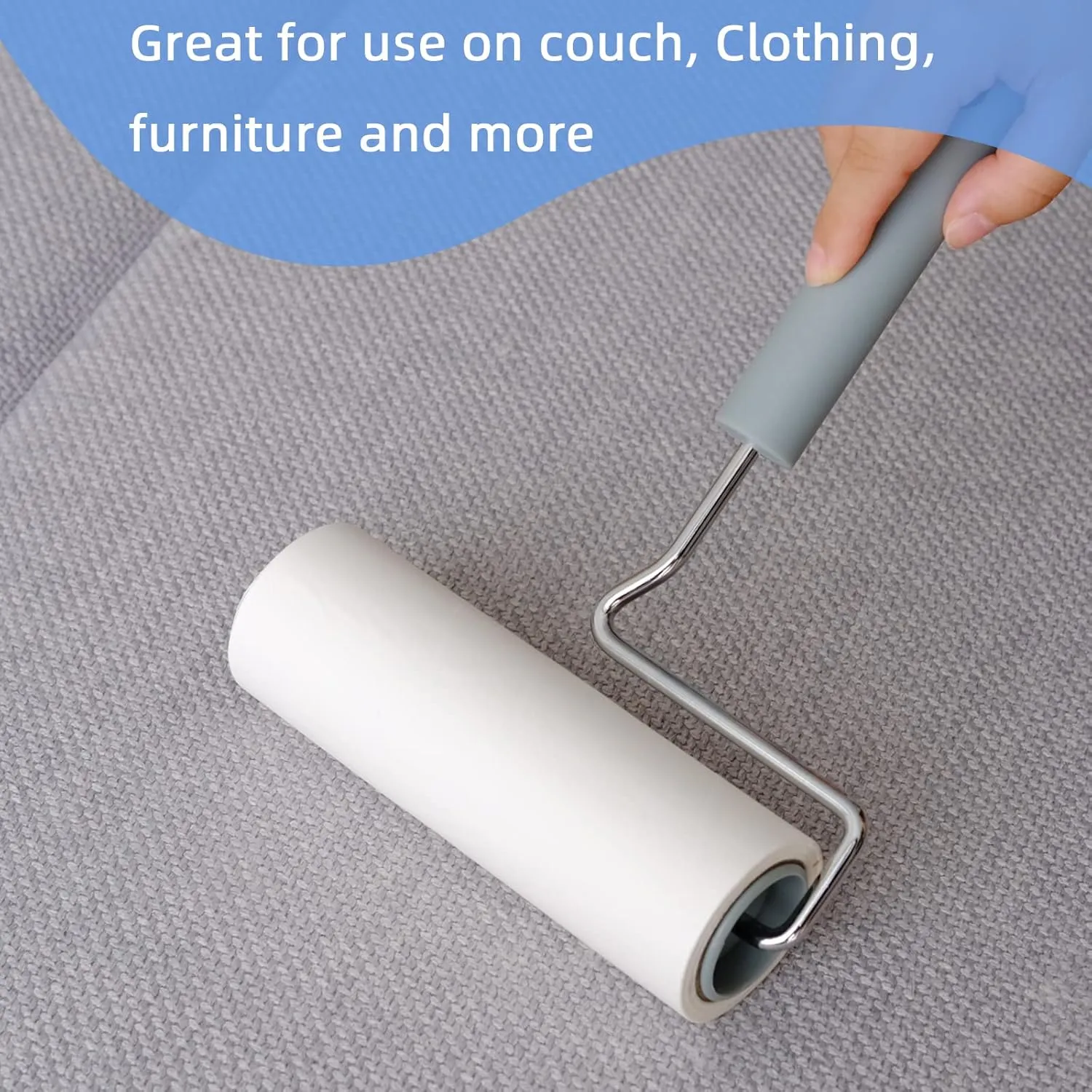Extreme Sticky Large Surface Lint Roller, Long Handle Pet Hair Remover, Designed for Removing Pet Dog Cat Hair 90 Sheets, 6.3 inch Width (1 Roller 4 Refills)