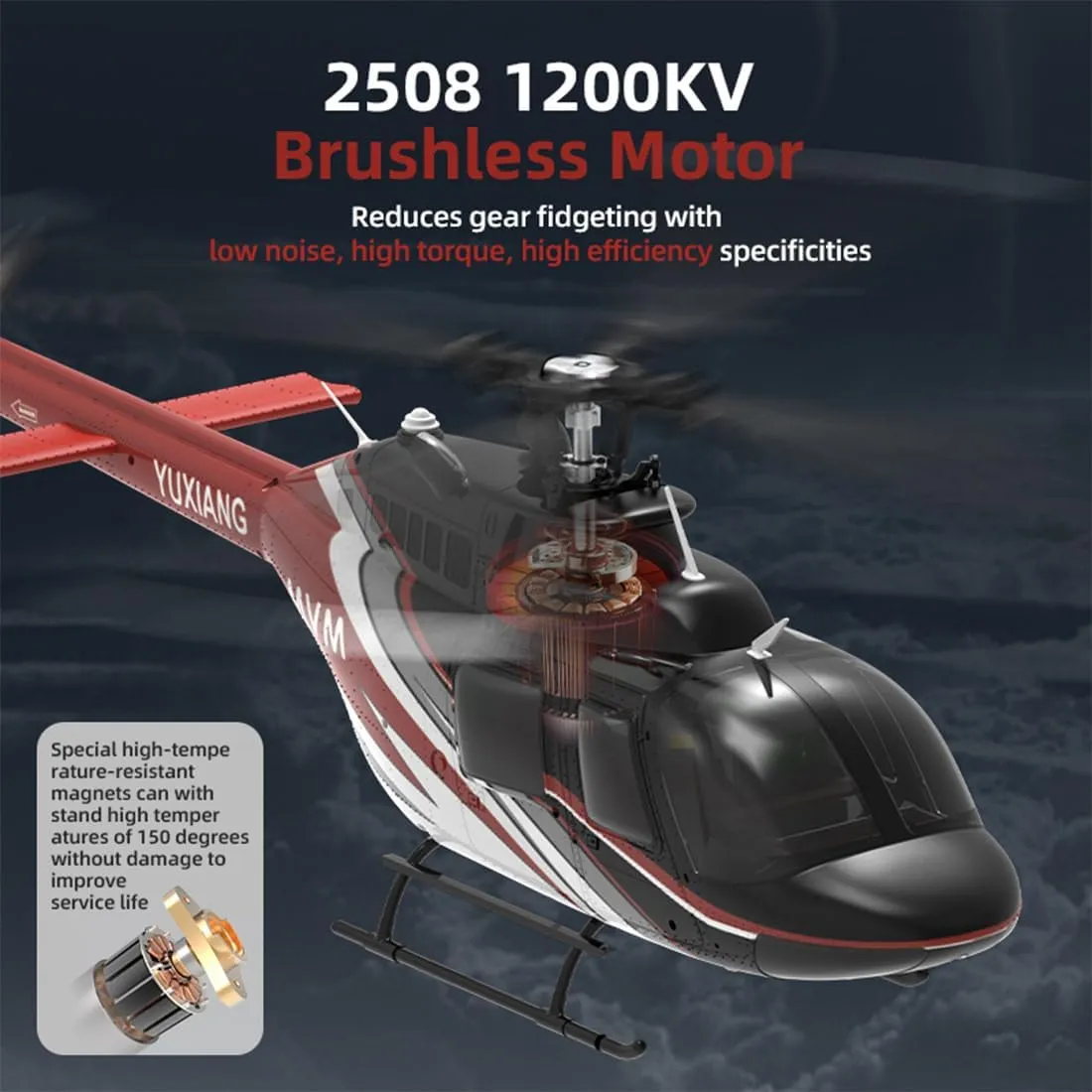 F08 1/27 206 RC Helicopter for Adults, 2.4G 6CH Brushless Direct-Drive 3D/6G Flybarless Military Remote Control Helicopter with Optical Flow Positioning, 1 Battery, Gift -RTF