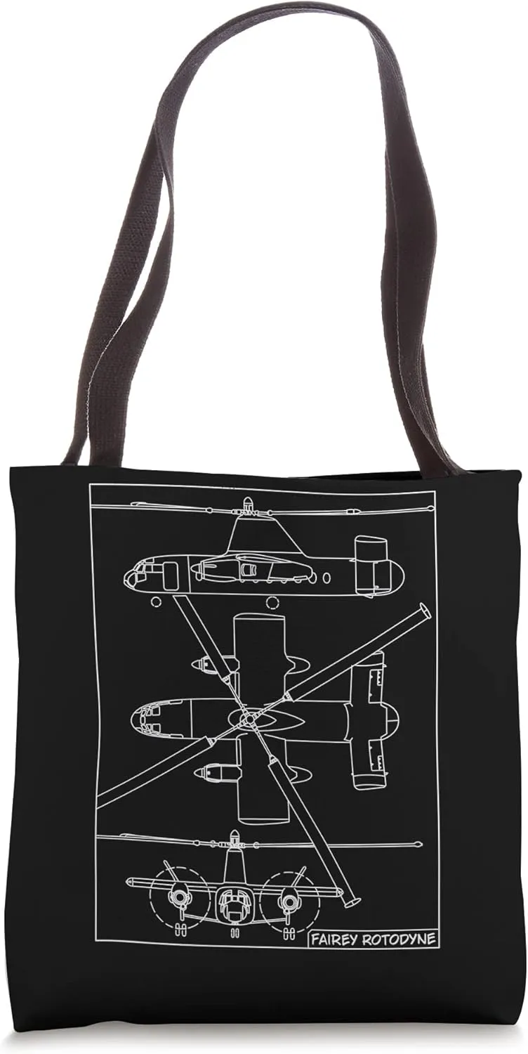 Fairey Rotodyne British Compound Gyroplane Blueprint Tote Bag