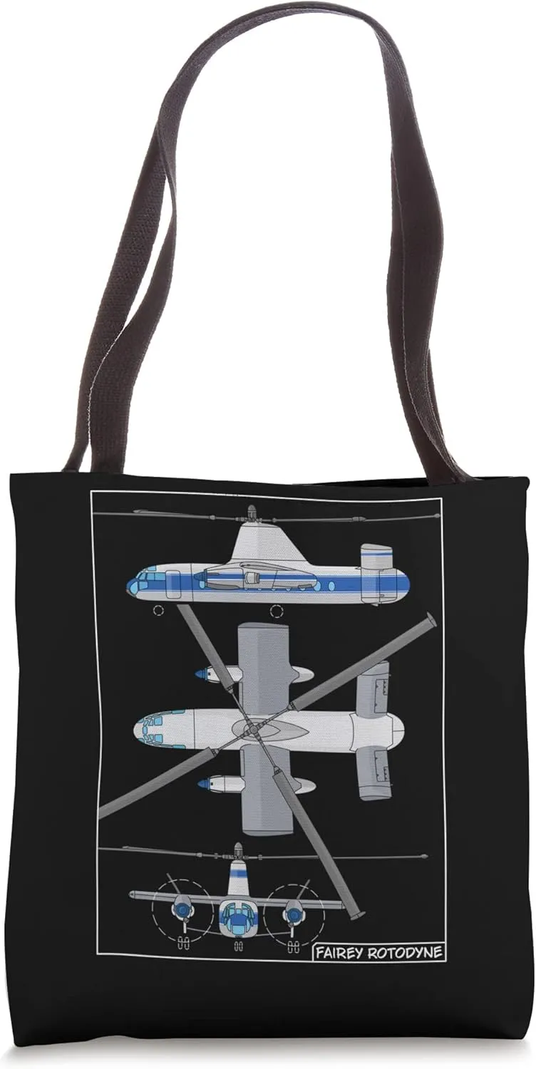 Fairey Rotodyne British Compound Gyroplane Diagram Tote Bag