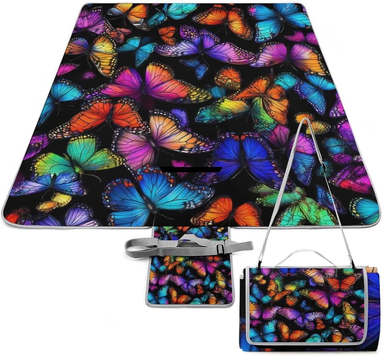Fashion Beach Mat for Women Men Unisex, Sandproof Colorful Butterflies Butterfly Art Blanket Easy to Clean, Waterproof Blanket for Camping Picnic