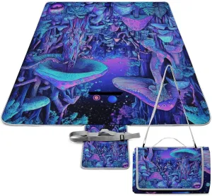 Fashion Beach Mat for Women Men Unisex, Sandproof Magic Mushroom Mushrooms Scenery Blanket Easy to Clean, Waterproof Blanket for Camping Picnic