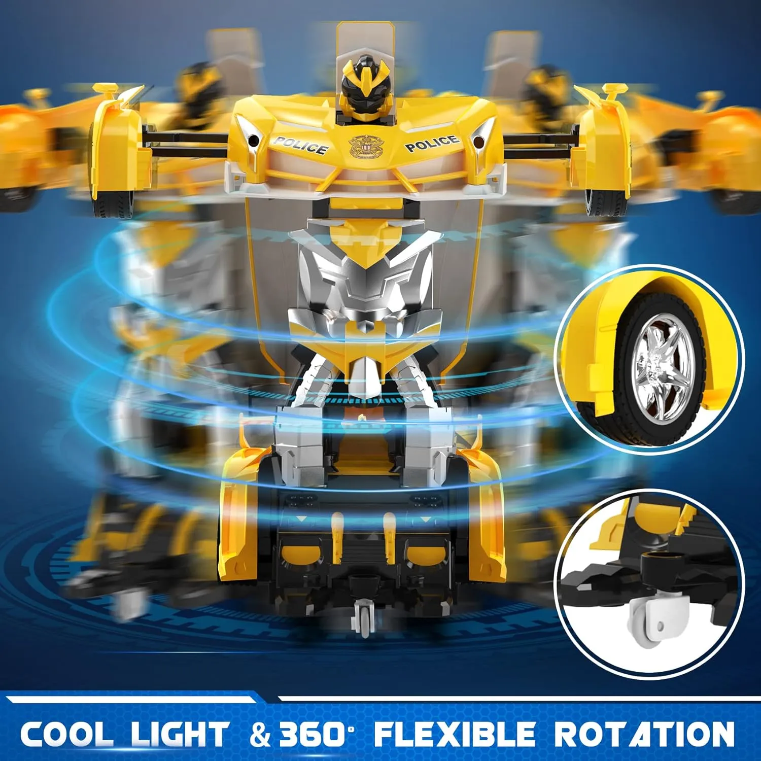 FDJ Remote Control Car - 2 in 1 Transform Car Robot, One Button Deformation to Robot with Flashing Lights, 1:18 Scale Transforming, 360 Degree Rotating Drifting Toys for 5  Year Old Boys