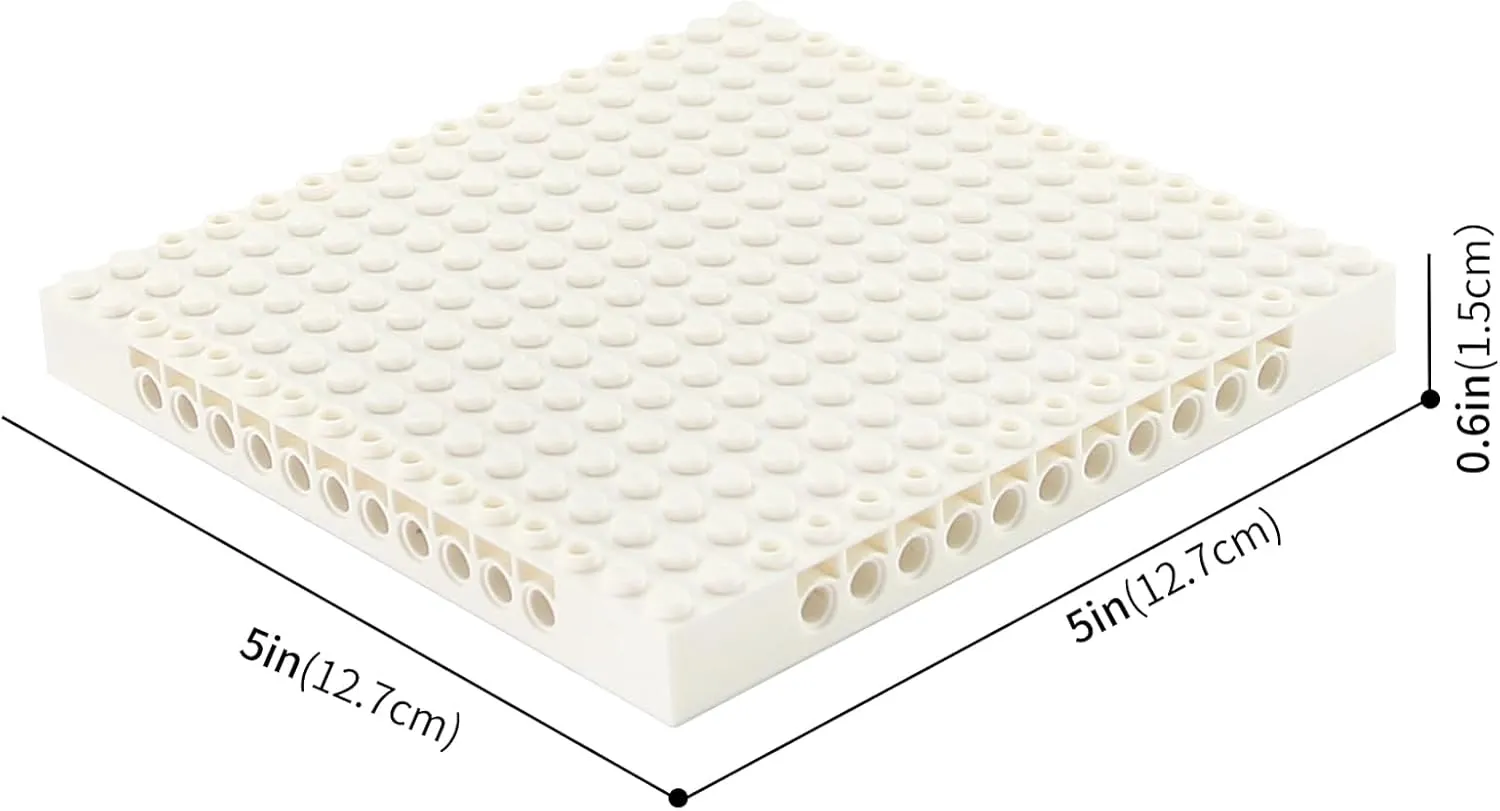 Feleph 18pcs 5" Base Brick 16x16 White Plate 1/3 with Holes and Pin Pixel Art Painting Classic Blocks Compatible with 65803 3673 Major Plates Brands