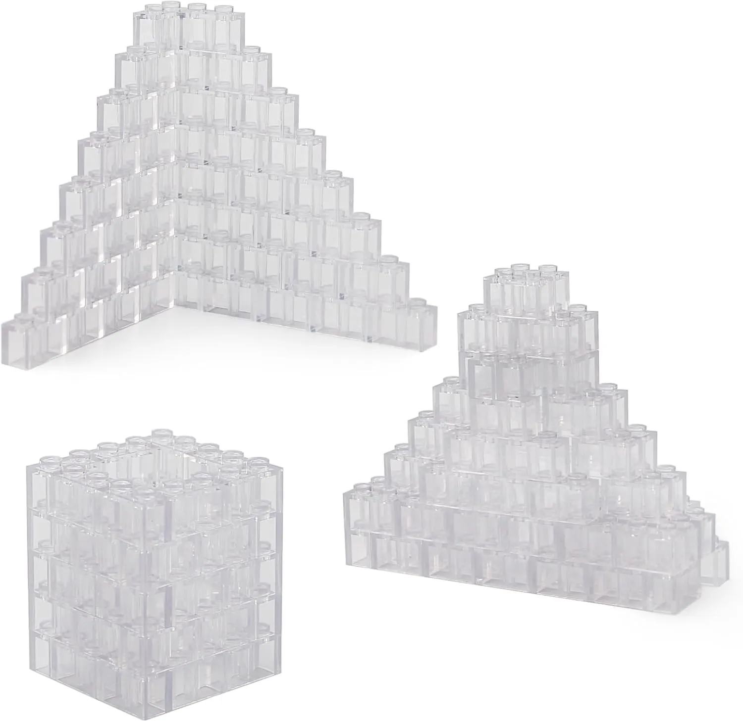 Feleph 1x2 Bricks Bulk 450 Pieces Clear Classic Basic Parts Building Creative Play Set Blocks Toy Accessories Compatible with 3004 Major Brands