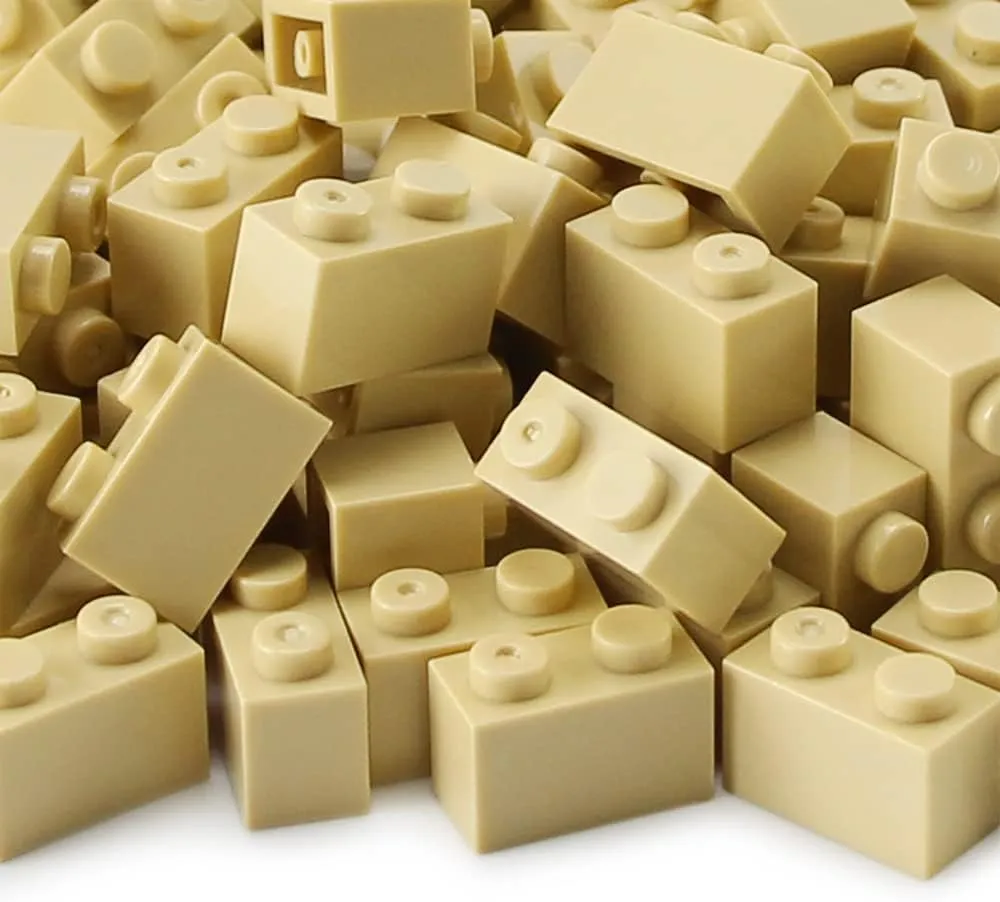 Feleph 1x2 Bricks Bulk 450 Pieces Tan Classic Basic Parts Sand Building Creative Play Set Blocks Toy Accessories Compatible with 3004 Major Brands