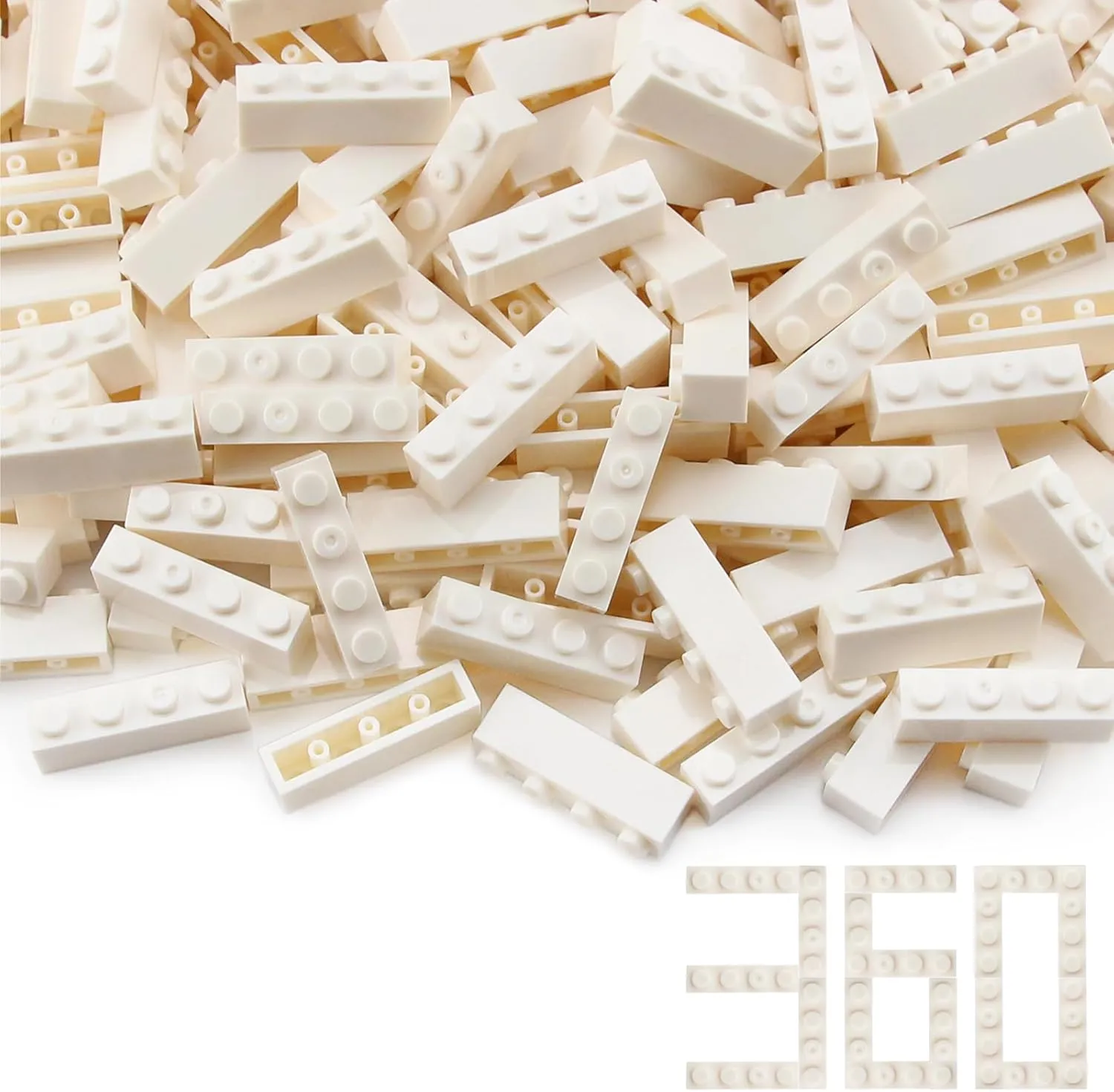 Feleph 360 Pieces 1x4 Bricks White Classic Parts Building Creative Play Blocks Set Toy Classic Accessories Compatible with 3010 3066 Major Brick Brands
