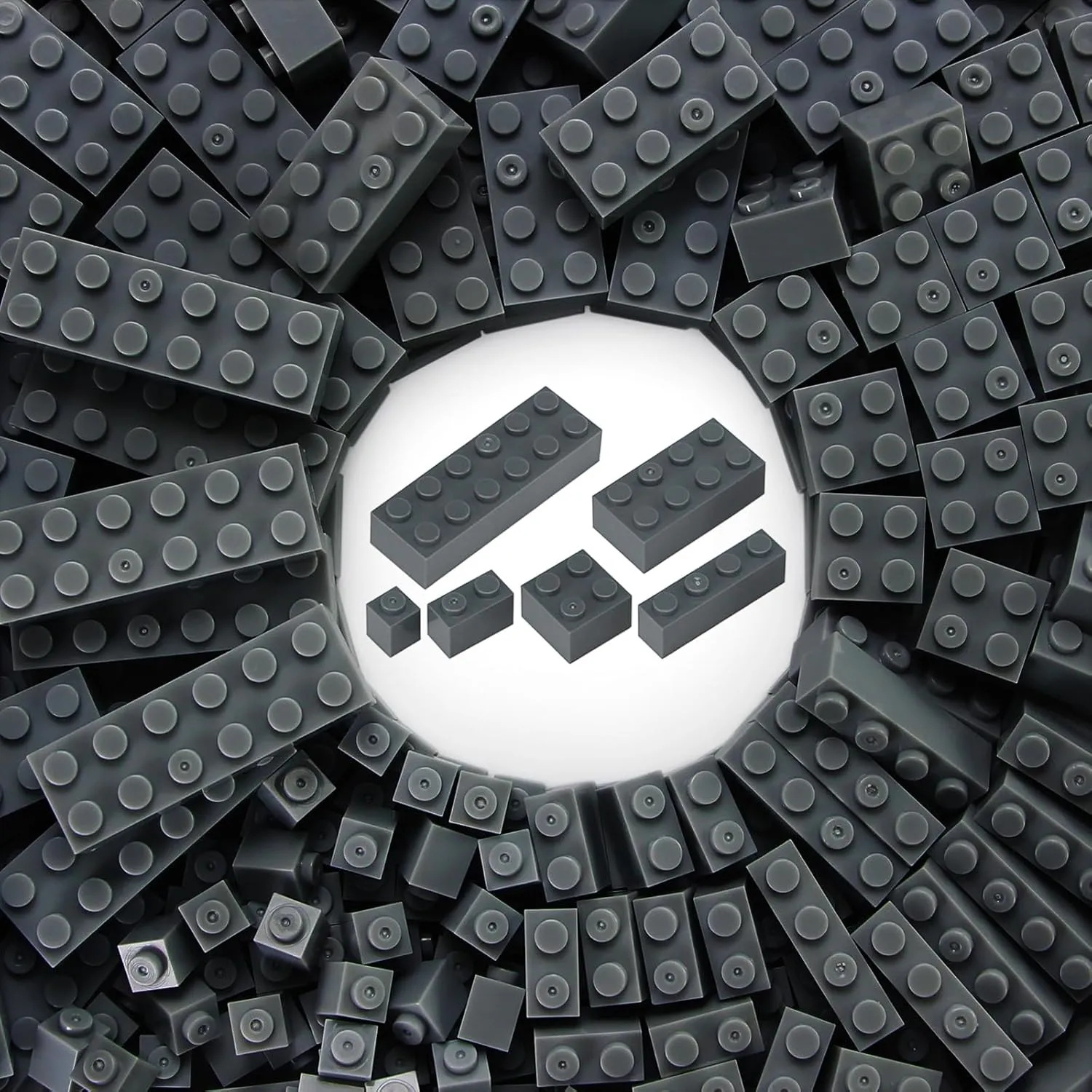 Feleph 6 Sized Classic Bricks Mixed 310 Parts Pieces Dark Gray Bulk Set Creative Building Play Blocks Toy for Kids Compatible with Brand 2x4 2x6 1x1