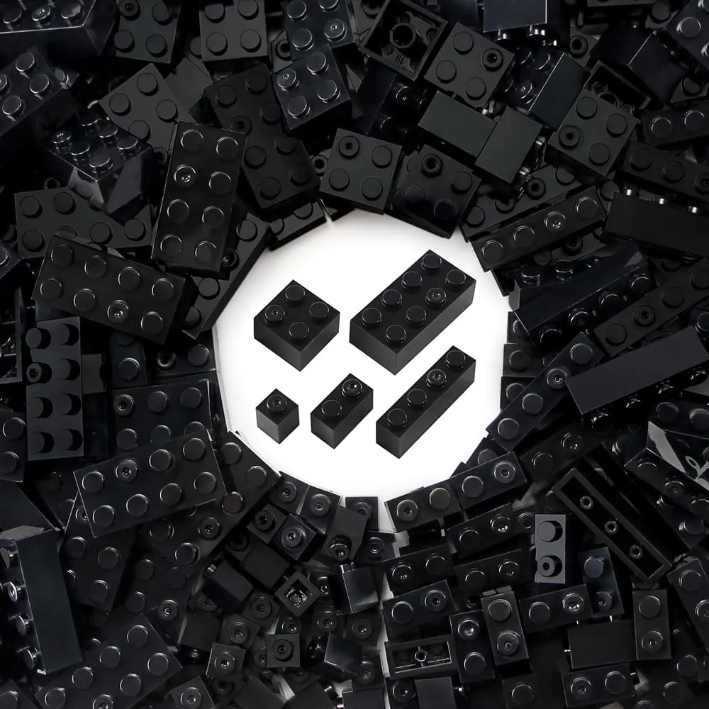 Feleph Mixed Sized Black Bulk Bricks Classic 260 Pieces Building Creative Play Blocks Set Parts Toy Kids Compatible with Major Brands