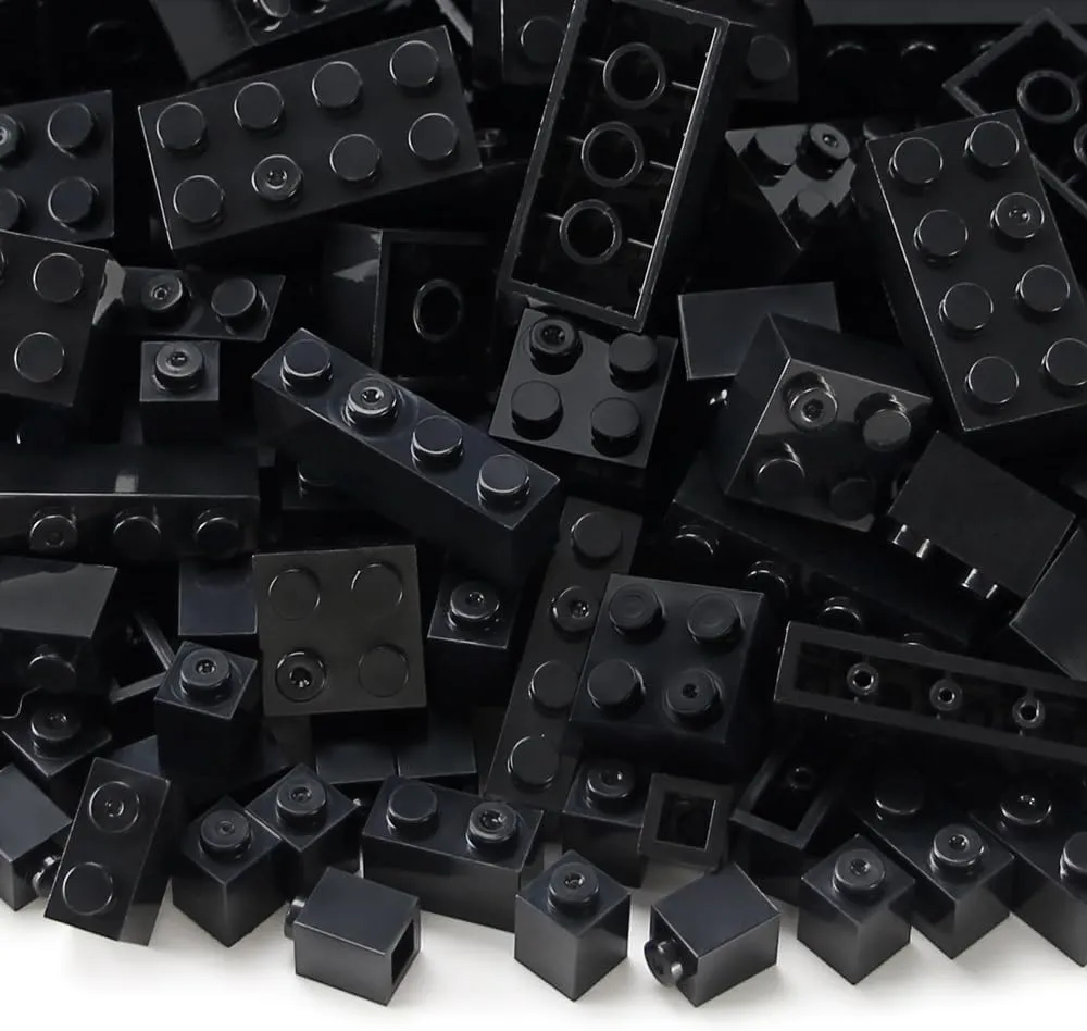 Feleph Mixed Sized Black Bulk Bricks Classic 260 Pieces Building Creative Play Blocks Set Parts Toy Kids Compatible with Major Brands