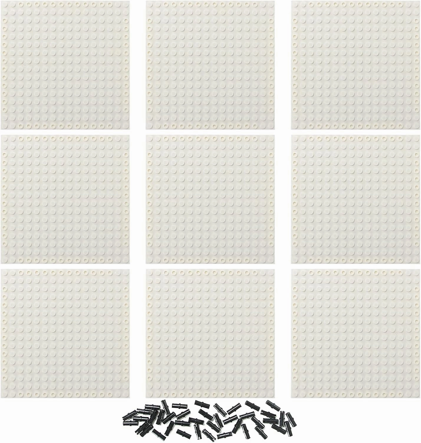 Feleph 9pcs Brick 16x16 White Plate 1/3 with Holes and Pin Pixel Art Painting Classic Blocks Compatible with 65803 3673 Major Base Plates Brands