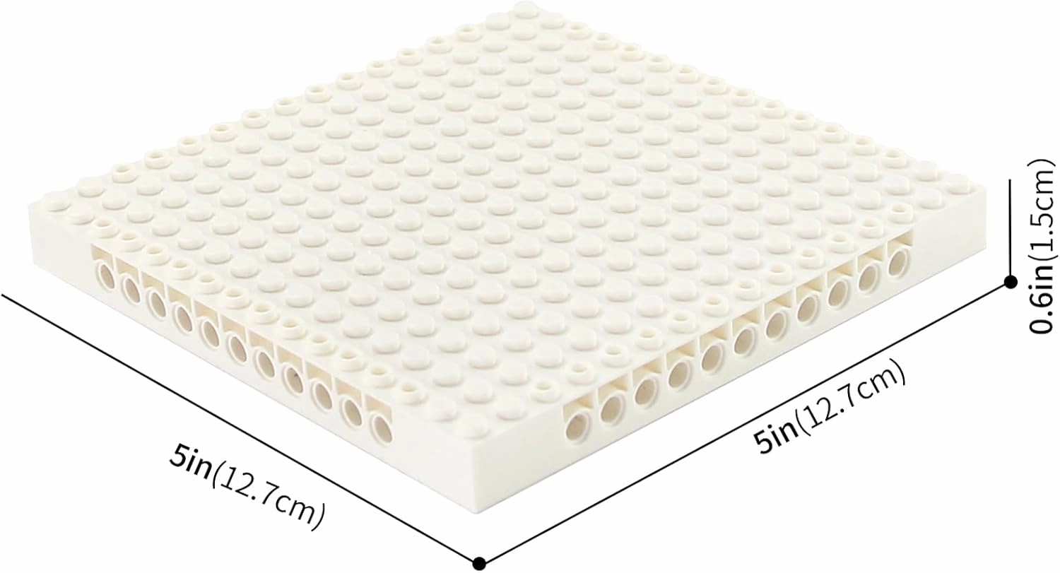 Feleph 9pcs Brick 16x16 White Plate 1/3 with Holes and Pin Pixel Art Painting Classic Blocks Compatible with 65803 3673 Major Base Plates Brands