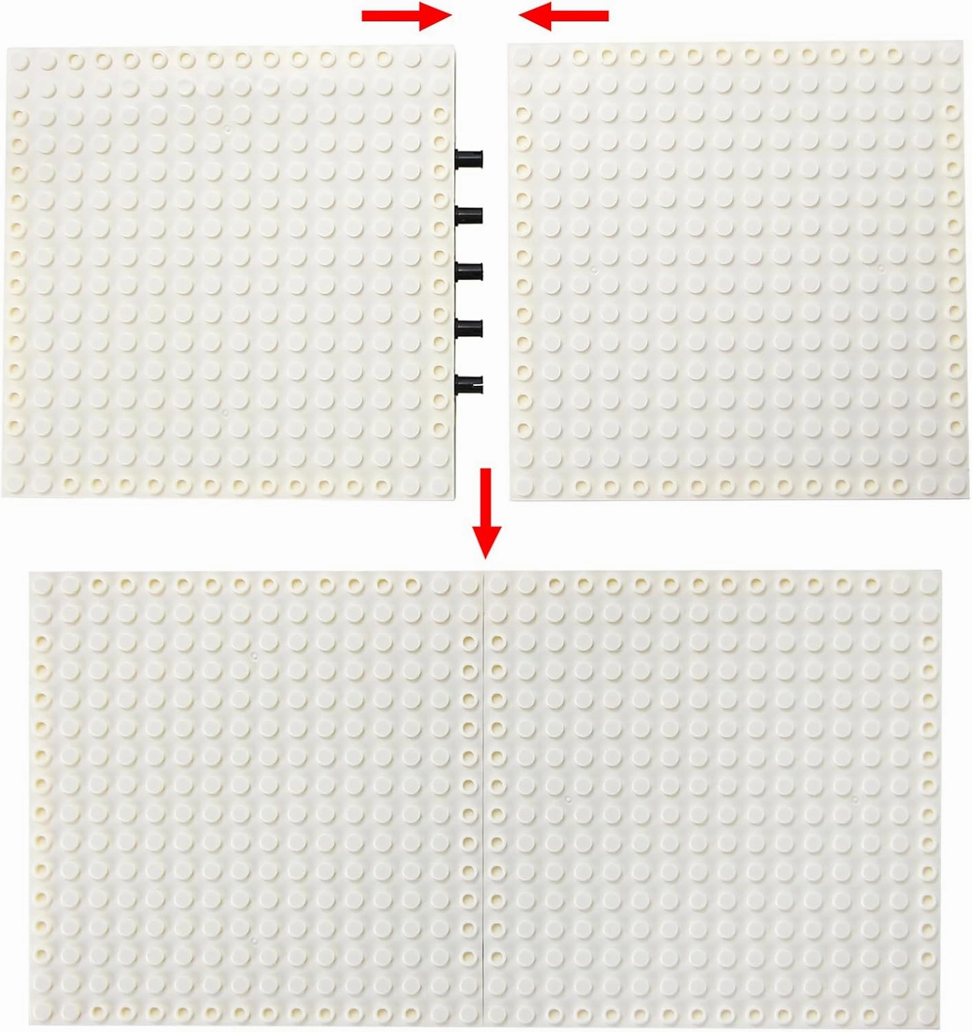 Feleph 9pcs Brick 16x16 White Plate 1/3 with Holes and Pin Pixel Art Painting Classic Blocks Compatible with 65803 3673 Major Base Plates Brands