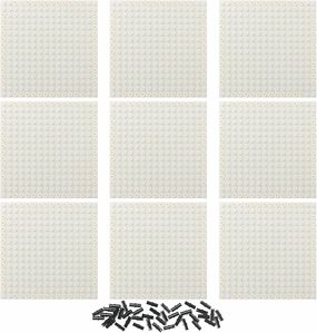 Feleph 9pcs Brick 16x16 White Plate 1/3 with Holes and Pin Pixel Art Painting Classic Blocks Compatible with 65803 3673 Major Base Plates Brands