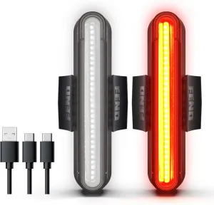 FEND Super Bike Light Set – Ultra-Bright USB-C Rechargeable Front & Rear Lights, 30 Lumen Output, IPX6 Waterproof, Solid/Flash Modes, FEND Super Helmet or Bike Mount Compatible