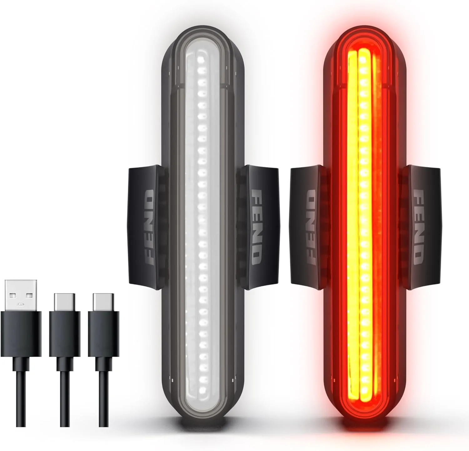 FEND Super Bike Light Set – Ultra-Bright USB-C Rechargeable Front & Rear Lights, 30 Lumen Output, IPX6 Waterproof, Solid/Flash Modes, FEND Super Helmet or Bike Mount Compatible