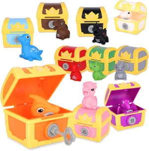 Fine Motor Skill Toys for Toddlers, 30pcs Surprise Dinosaur Animal Toys Treasure Locks with Keys, Color Matching Game Sorting Learning Toys, Montessori Educational Gift for 3 4 5 Year Old