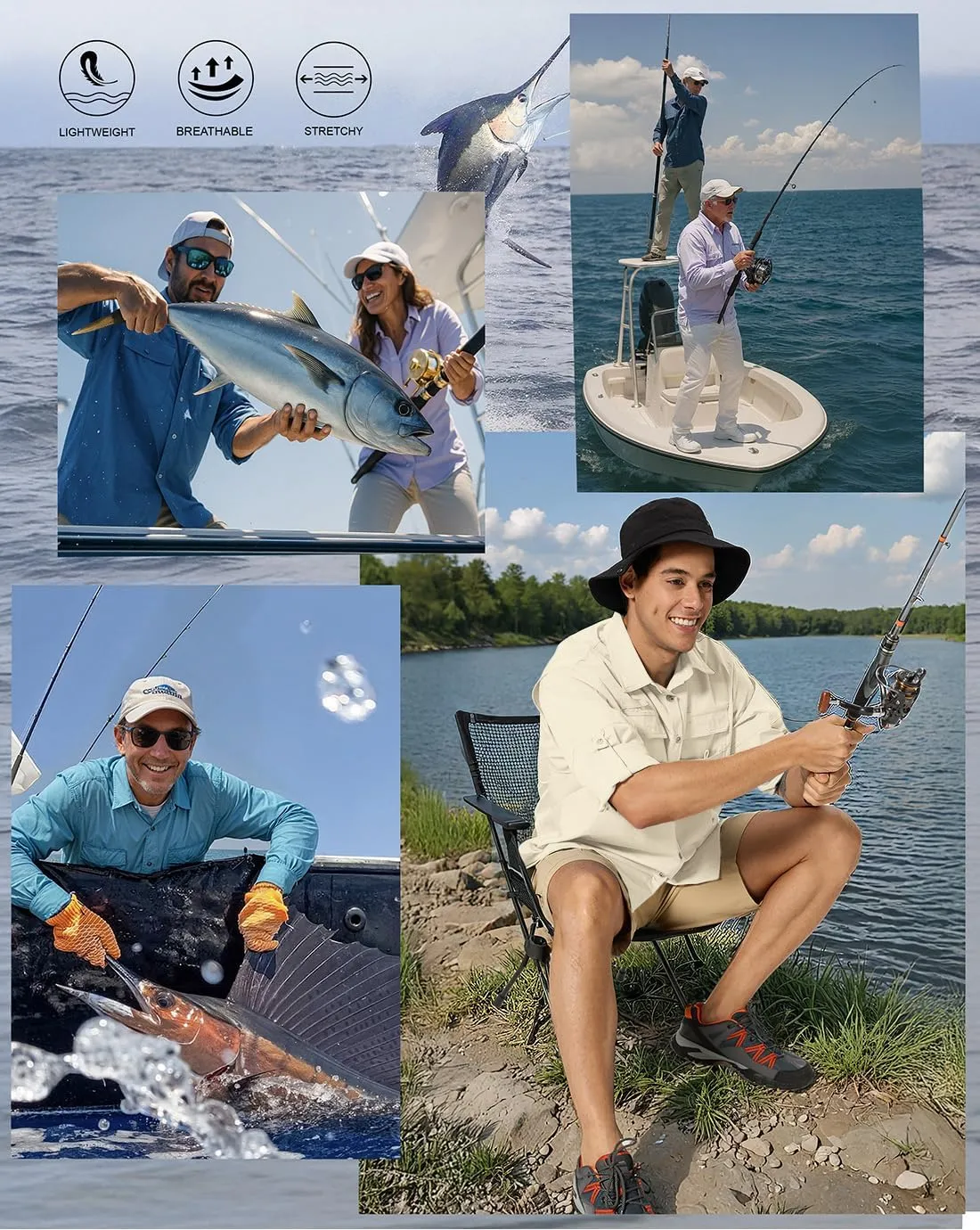 Fishing Shirts for Men Long Sleeve Sun Protection Outdoor Safari Shirt Men Clothes, Quick Dry Mens Fishing Shirts