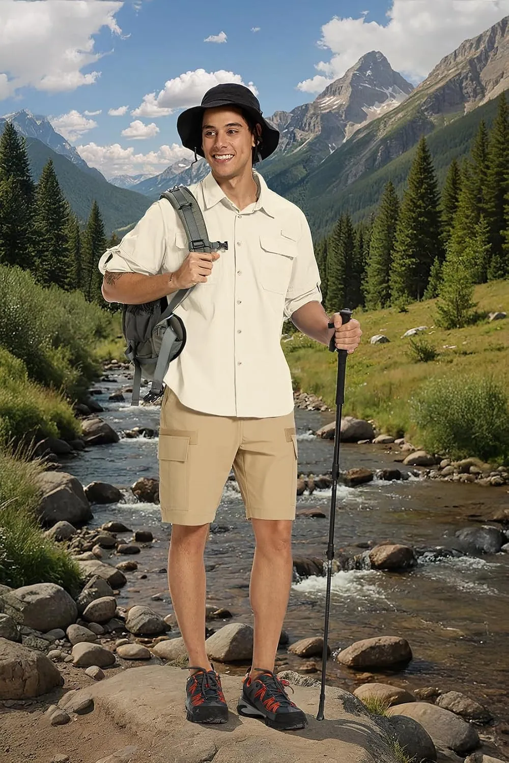 Fishing Shirts for Men Long Sleeve Sun Protection Outdoor Safari Shirt Men Clothes, Quick Dry Mens Fishing Shirts