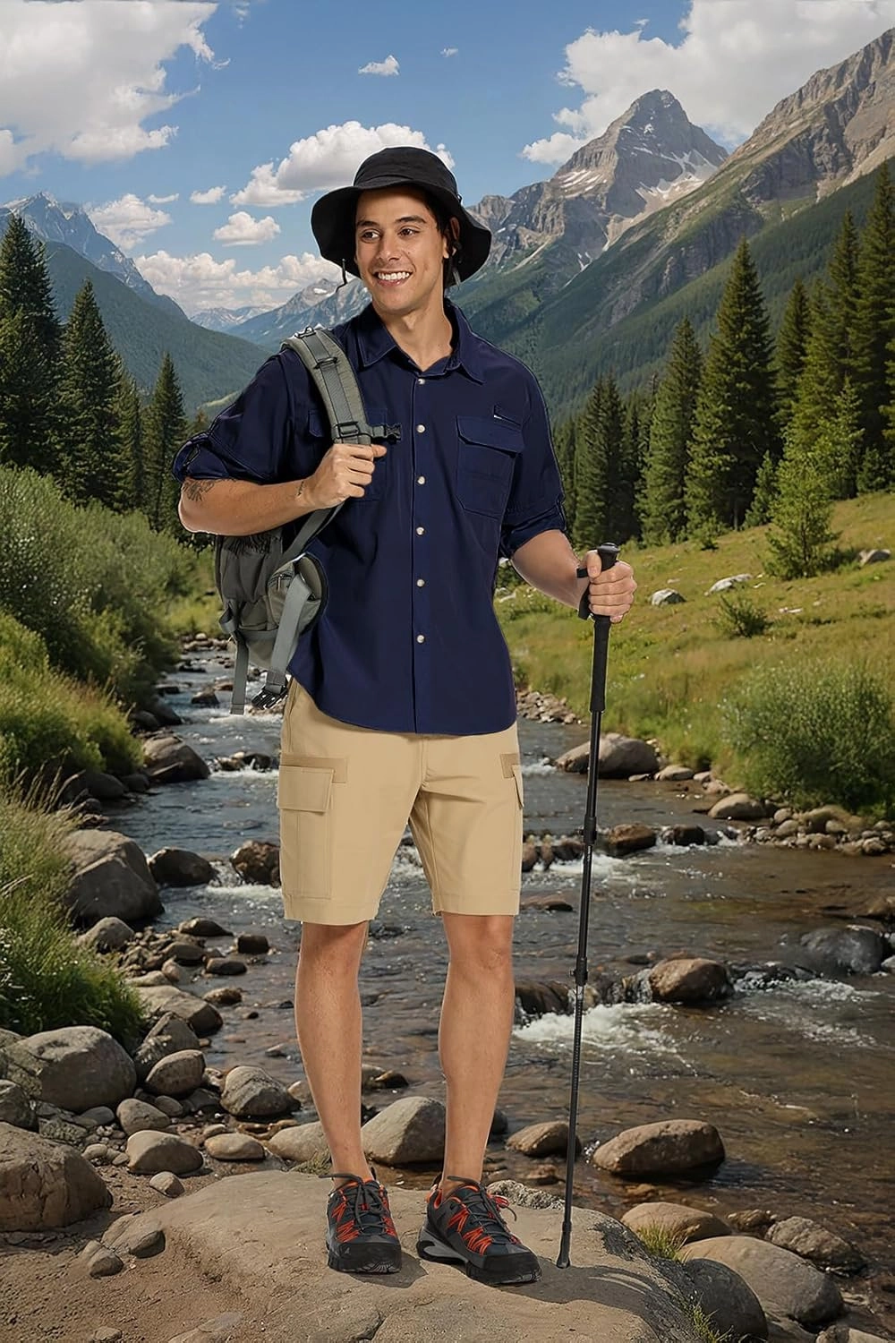 Fishing Shirts for Men Long Sleeve Sun Protection Outdoor Safari Shirt Men Clothes, Quick Dry Mens Fishing Shirts