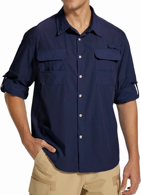 Fishing Shirts for Men Long Sleeve Sun Protection Outdoor Safari Shirt Men Clothes, Quick Dry Mens Fishing Shirts