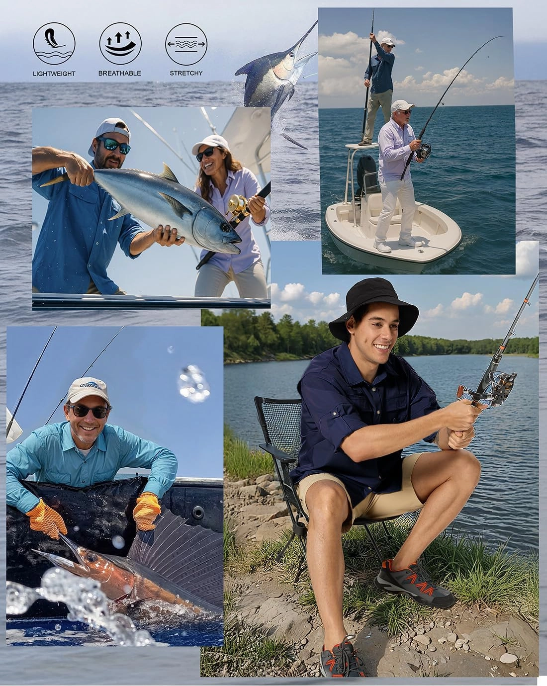 Fishing Shirts for Men Long Sleeve Sun Protection Outdoor Safari Shirt Men Clothes, Quick Dry Mens Fishing Shirts