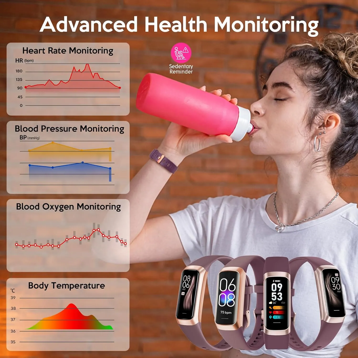 Fitness Activity Tracker for Men Women,Smart Watch with Blood Pressure Monitor Heart Rate Sleep Monitor IP67 Waterproof Pedometer Step Counter Calorie Tracker Health Watch for Android iOS Phones