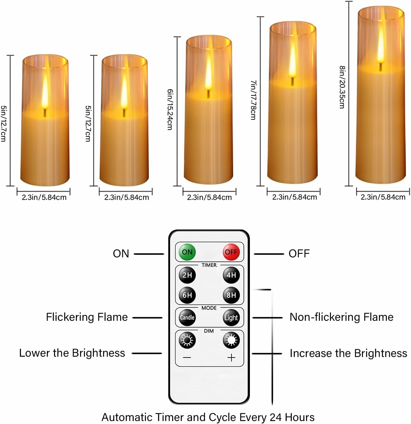 Flameless LED Candles, Battery Operated Upgraded Realistic 5 Pcs Flickering Flame Pillar Candles with Remote Timer, for Romantic Ambiance and Home Decoration (Gold)