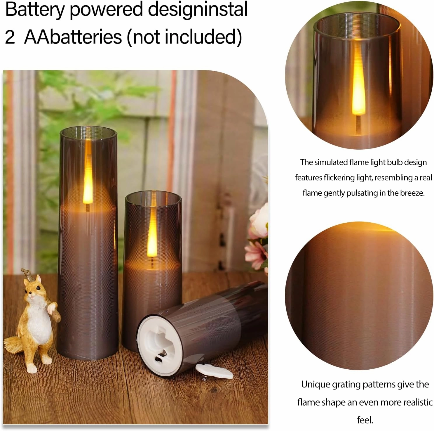 Flameless LED Candles, Battery Operated Upgraded Realistic 5 Pcs Flickering Flame Pillar Candles with Remote Timer, for Romantic Ambiance and Home Decoration (Grey)