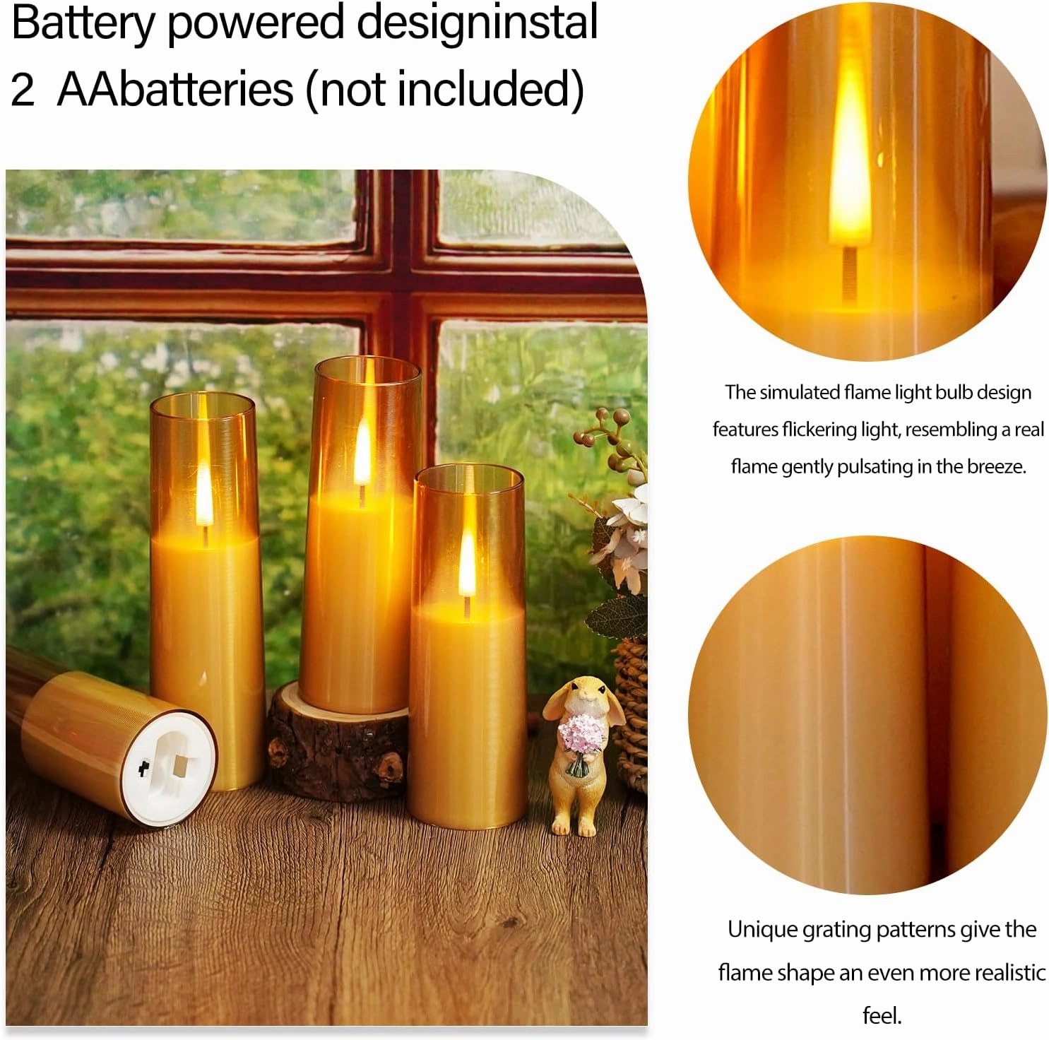 Flameless LED Candles, Upgraded Realistic 9 Pcs Flickering Flame Pillar Candles, Battery Operated Candles with Remote Timer, for Romantic Ambiance and Home Decoration (Gold)
