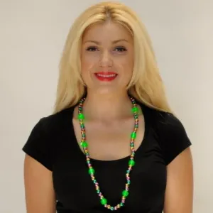 FlashingBlinkyLights Purple, Green & Gold LED Light Up Mardi Gras Beads Necklace