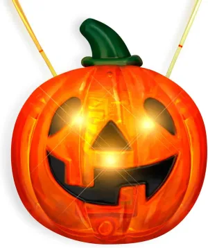 FlashingBlinkyLights Set of 12 LED Light Up Jack O' Lantern Pumpkin Necklaces