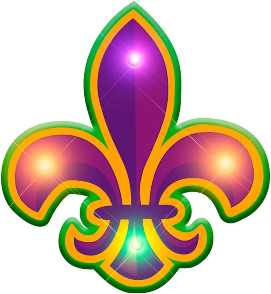 Fleur De Lis Flashing LED Light Up Body Light Pins (Set of 5)
